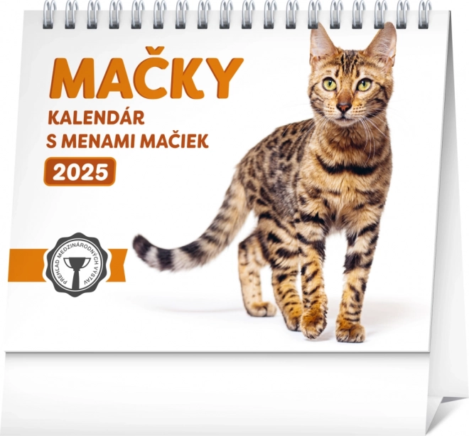 NOTIQUE Stolni kalendar Mačke – s imenima mačaka 2025, 16,5 x 13 cm
