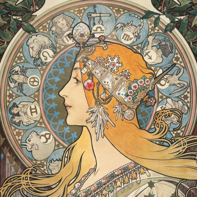 Note kalendar Alfons Mucha 2025, 30 × 30 cm