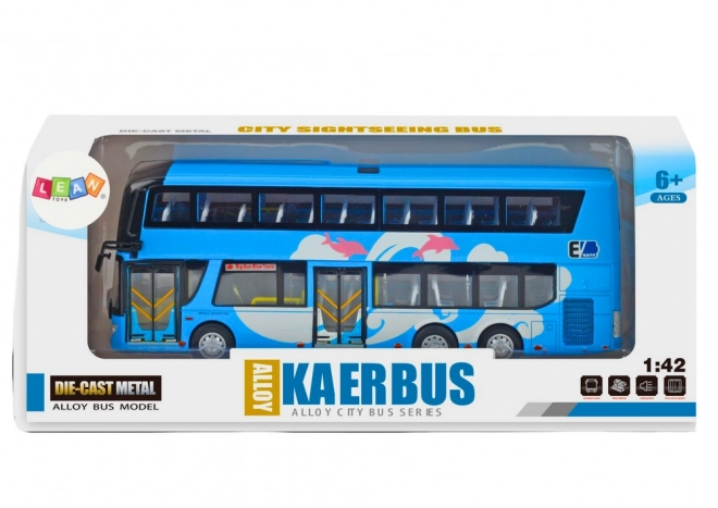Plavi dvokatni turistički autobus 1:42