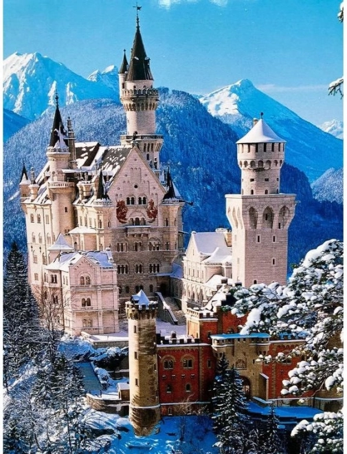 Dijamantno slikanje Dvorac Neuschwanstein zimska panorama 30x40 cm