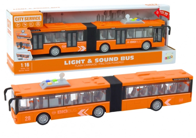 Zglobni gradski autobus 1:16 Pogon Svjetla Zvukovi Narančasti