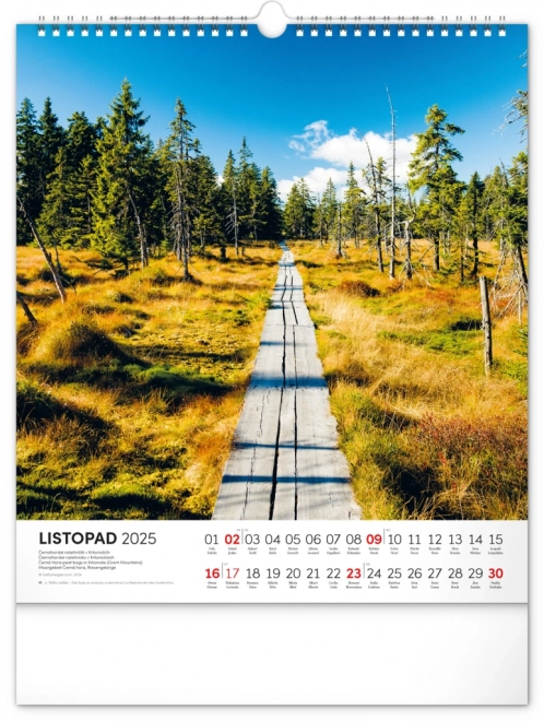 NOTIQUE Zidni kalendar Šetnje kroz češki krajolik 2025, 30 x 34 cm