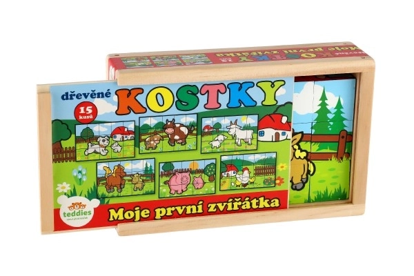 Drvene kocke Moje prve životinje 15 kom