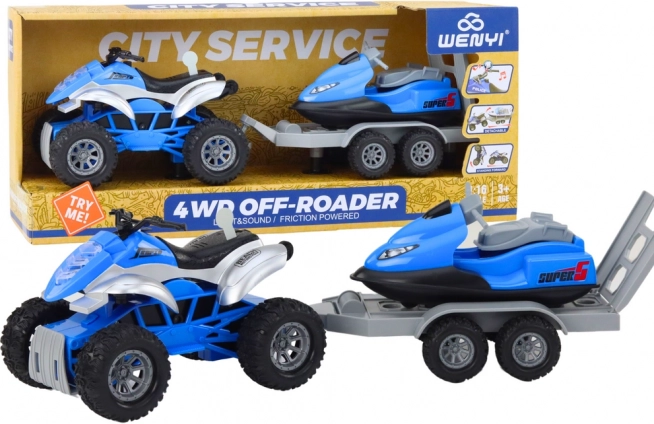 igrački set quad s prikolicom i vodenim skuterom