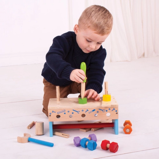Drveni stol i kutija za alat 2u1 Bigjigs Toys