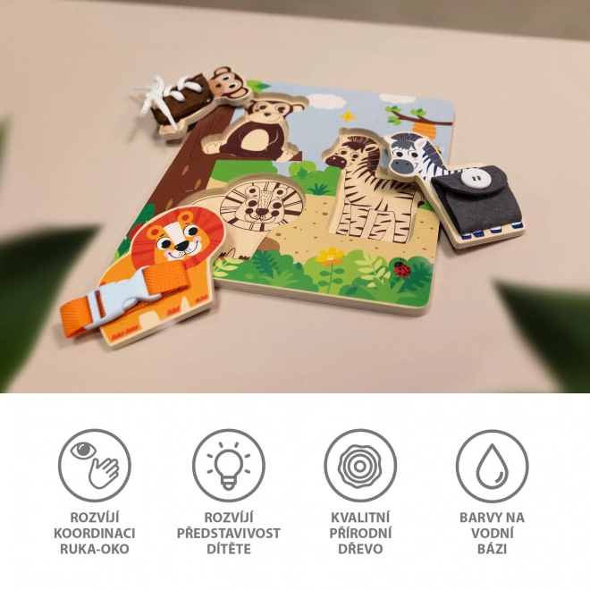 Drvena Montessori safari puzzle za djecu