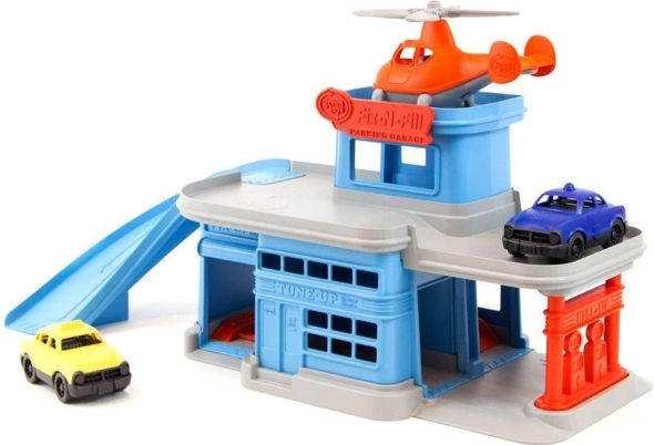 Plava višekatna garaža s priborom od Green Toys