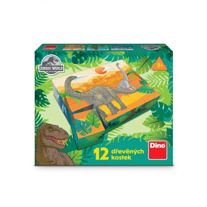 Kocke kubus Jurski svijet drvo 12 kom u kutiji 22x18x4cm