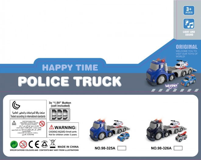 Woopie Plava Policijski Prikolica City Truck s Svjetlosnim i Zvučnim Efektima