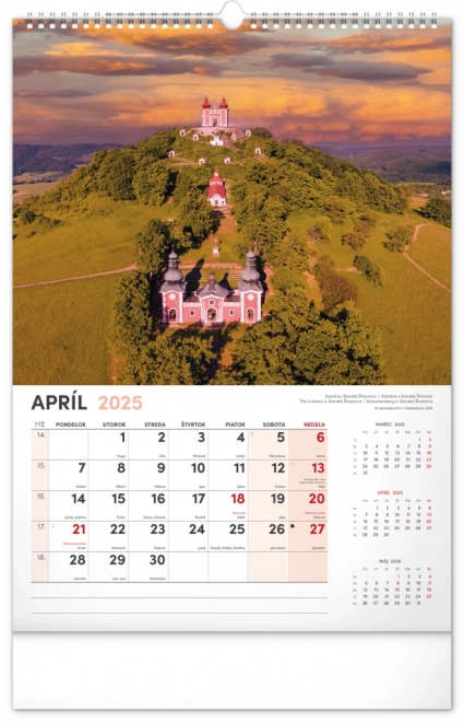Zidni kalendar Naše Slovačka 2025, 33 × 46 cm