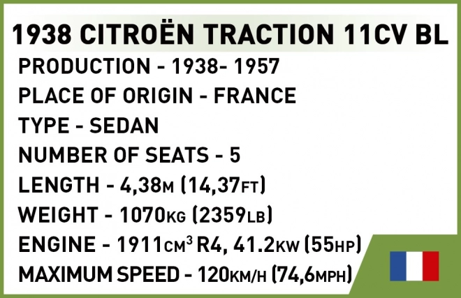 COBI 2266 1938 Citroën Tažna 11CV, 1:35, 236 k, 1 f