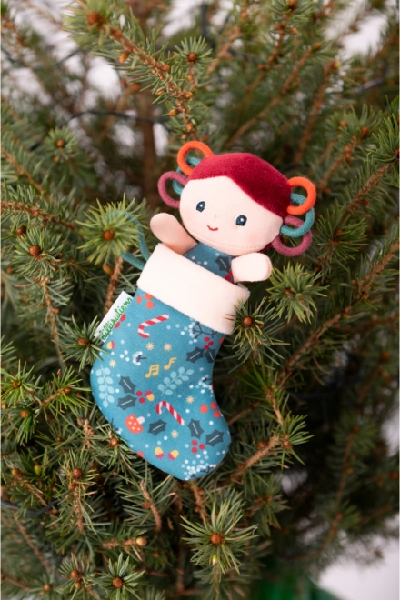 Lilliputiens božićni vilenjak s plavom čarapom