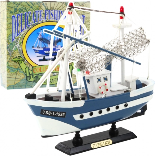 Model kolekcionarskog ribarskog broda Flying Lady plava 24x23 cm