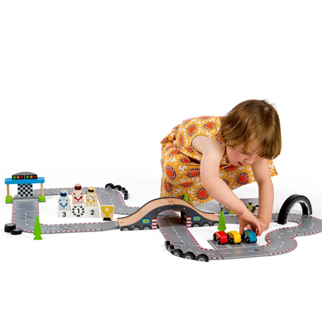 Bigjigs Rail Drvena autodromska staza za utrke dana