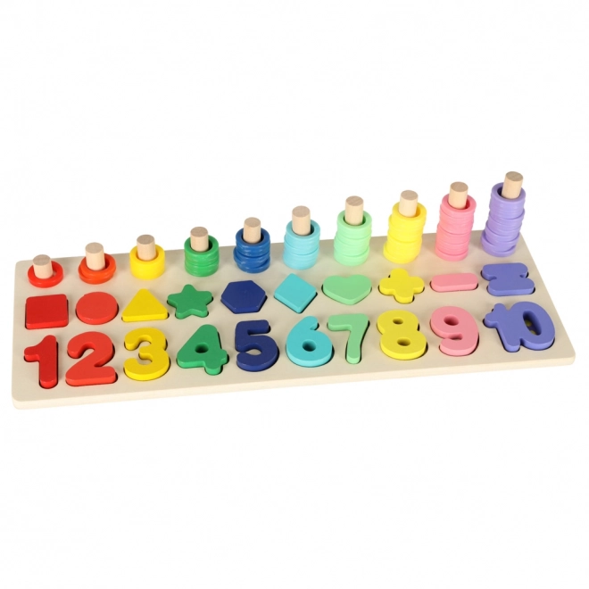 Drvena edukativna građevna igračka 2u1 s Montessori abakusom
