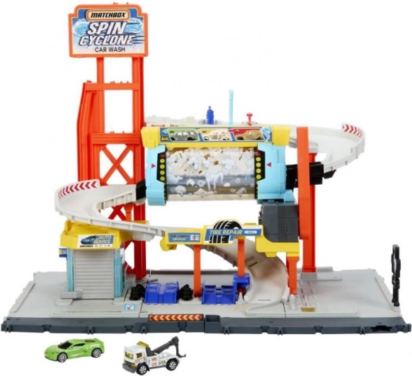 autopraonica Matchbox Turbo Cyclone – višekatni set za igru s rampom i servisom
