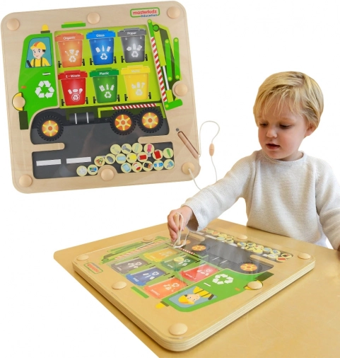 Masterkidz Magnetna ploča Razvrstavanje otpada Reciklažni kamion Montessori