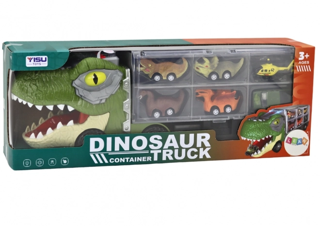 Kamion za prijevoz dinosaura 6 kom Svjetla Zvukovi Zelena
