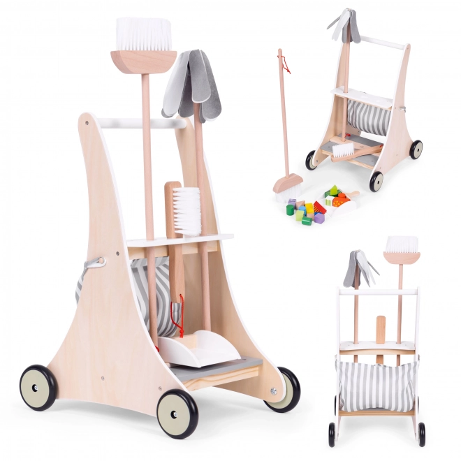 Drveni kolica za čišćenje bež ECOTOYS