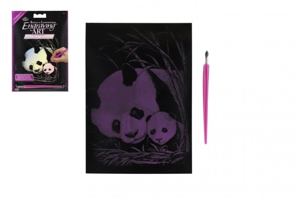 Srebrna slika za struganje Panda 12,5x18cm na kartonu