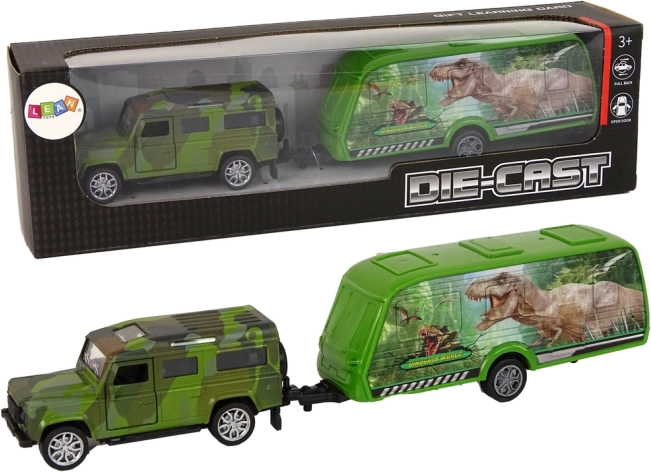Igračke Jeep s prikolicom s dinosaurima