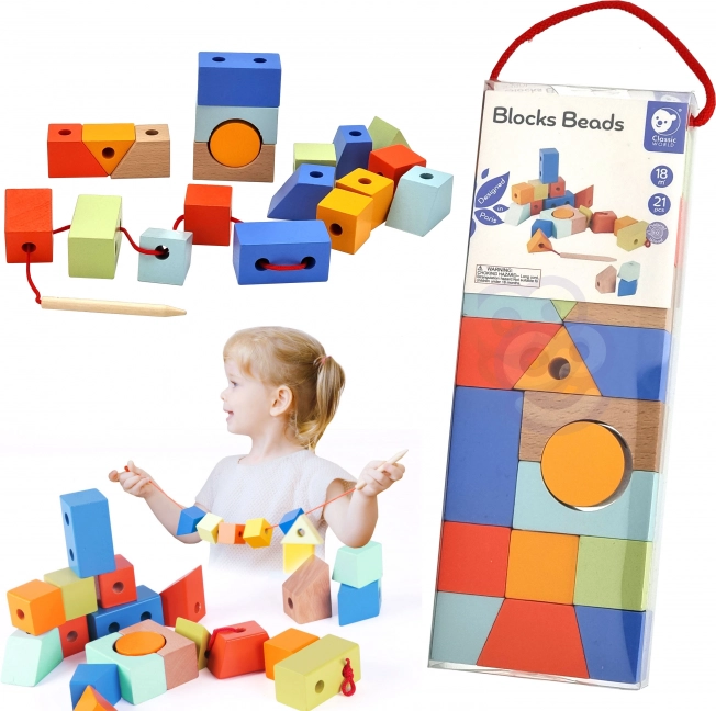 Drvene navlakačke kocke Classic World - geometrijski oblici