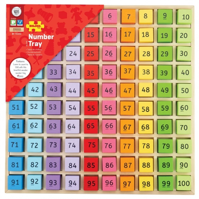 Edukativna igračka Bigjigs Toys – Drveni brojevi u spremniku