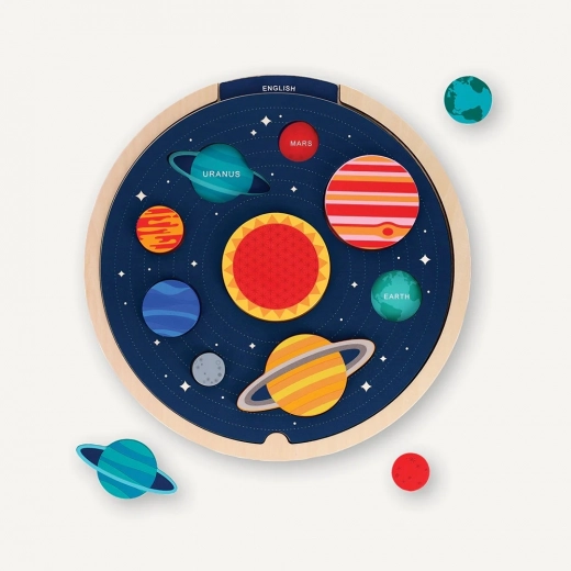 Petit Collage umetaljka puzzle Sunčev sustav – višejezično
