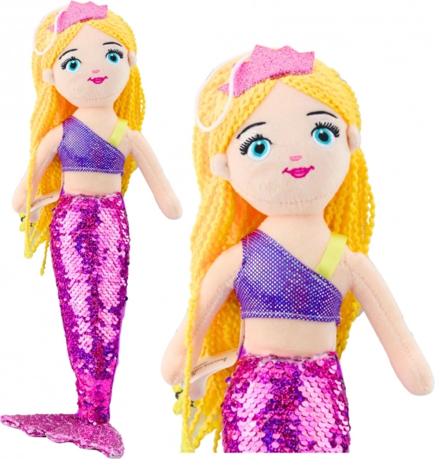 Plišana morska sirena s fliterskim repom ljubičasta 48 cm