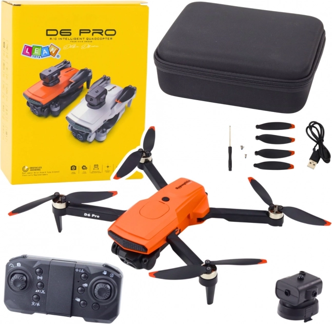 Dron D6 Pro s dvostrukom HD kamerom i LED svjetlima, narančasti