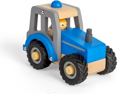 Plavi drveni traktor za djecu