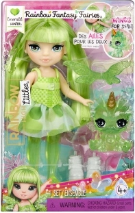 Rainbow High mala vilinska sestrica Emerald – zelena lutka s krilima i ljubimcem