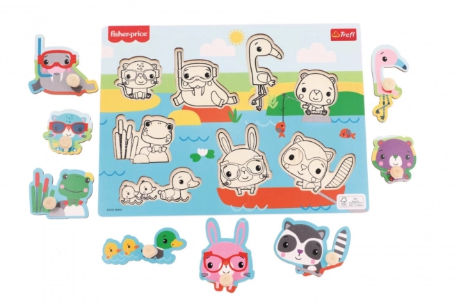 Drvena slagalica Fisher-Price Životinje uz vodu