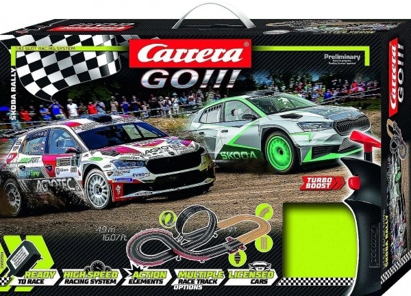 Autodrom Carrera GO!!! 62584 Škoda Rally 4,9m + 2 automobila u kutiji 58x40x10cm