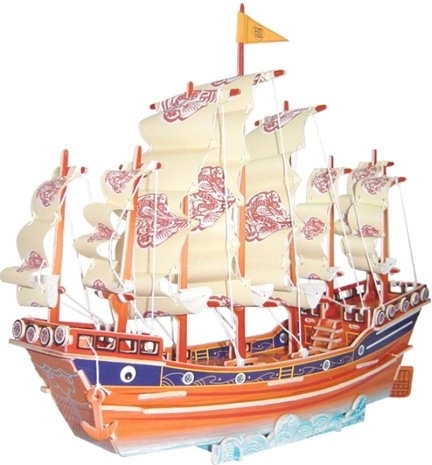 Drvene 3D puzzle jedrenjak dinastije Ming – u boji