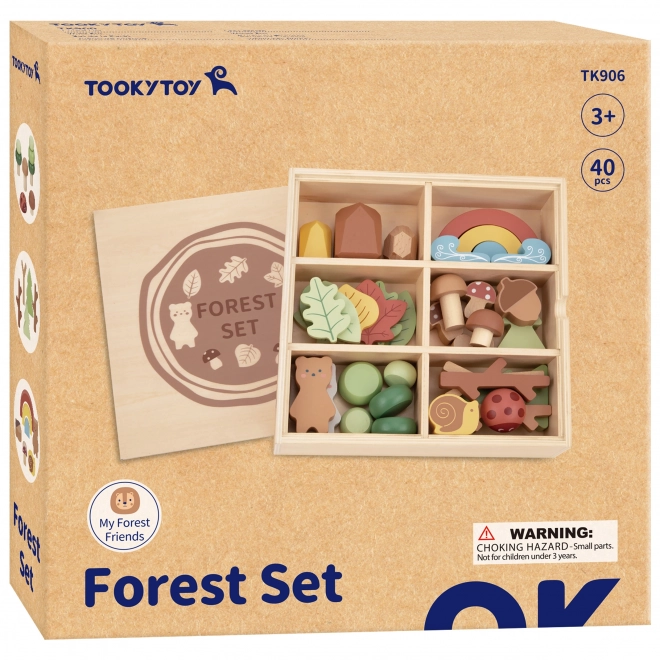 Šumski set s drvenim kockama Tooky Toy