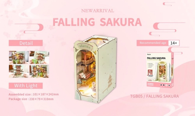 RoboTime 3D Puzzle Zaustavljač za knjige "Falling Sakura" (drveni)