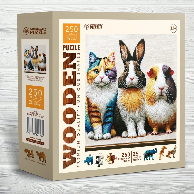 Drveni puzzle Mačka, Zec i Hrčak 250 komada od Wooden City