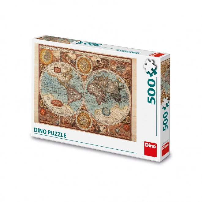 Dino Puzzle drevni svjetska karta - 500 dijelova