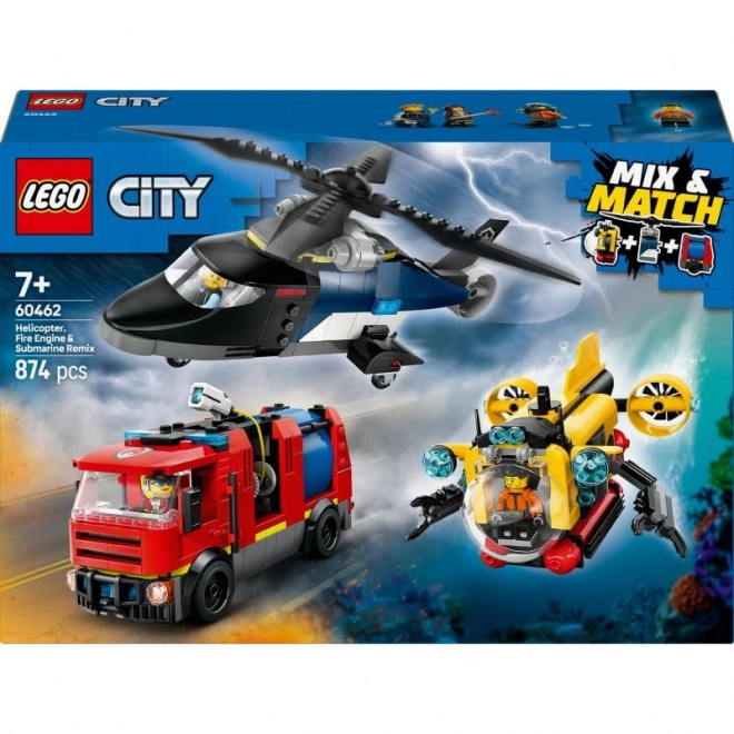 LEGO® City 60462 Remix: Helikopter, vatrogasno vozilo i podmornica