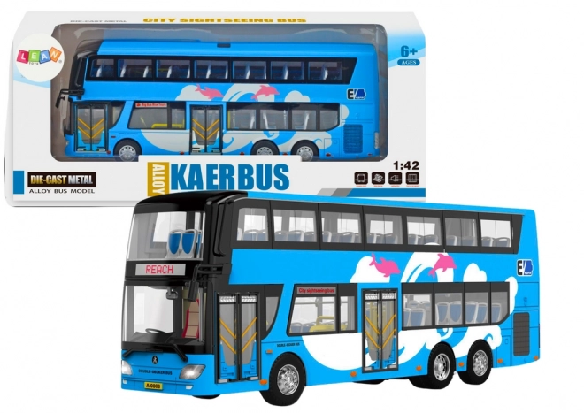 Plavi dvokatni turistički autobus 1:42