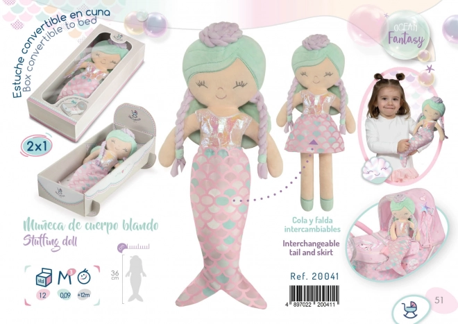 DeCuevas 20041 Plišana lutka 2u1 OCEAN FANTASY - 36 cm s kolijevkom