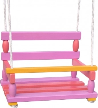 Drvena dječja ljuljačka 40 × 30 cm, nosivost 80 kg – Ružičasta