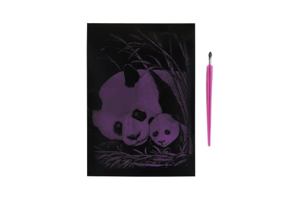 Srebrna slika za struganje Panda 12,5x18cm na kartonu