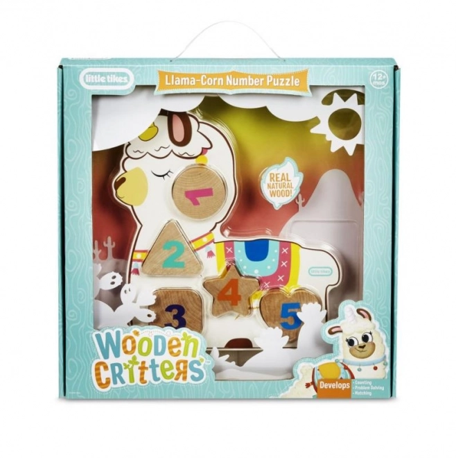 Little Tikes Drvene puzzle s brojevima - Jednorog, Dinosaurus, Lama
