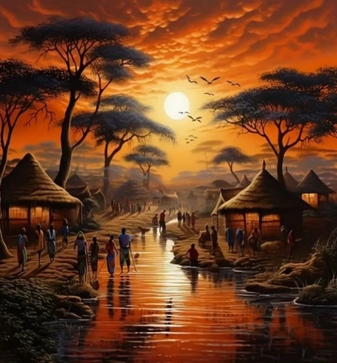 Dijamantno slikanje zalazak sunca u Africi 30 × 40 cm