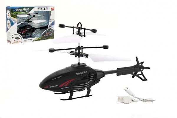 Plastični helikopter 16cm koji reagira na pokret ruke s USB kabelom za punjenje u kutiji 22x15x5cm