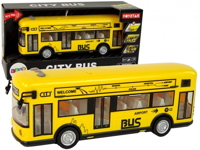 Žuti gradski autobus s trakcijskim pogonom 1:18