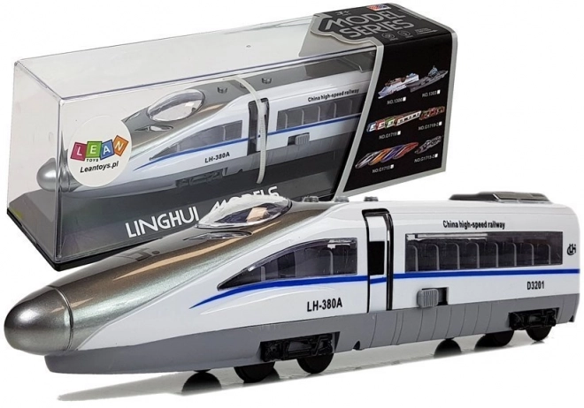 Vlak Pendolino s povlačenjem bijeli sa zvukom i svjetlima