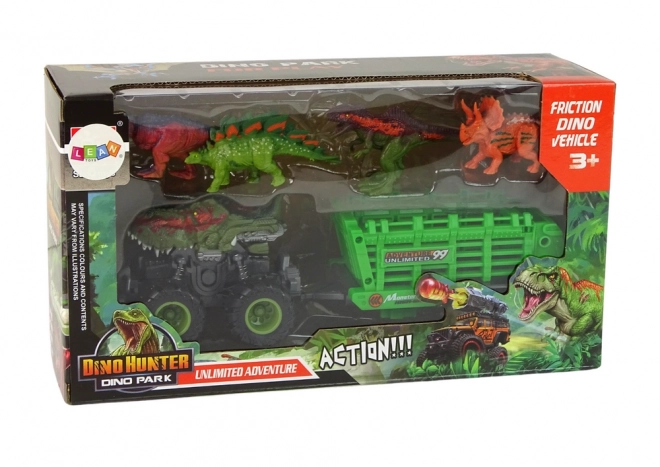 Dinosaurov kamion s prikolicom i 4 figurice dinosaura